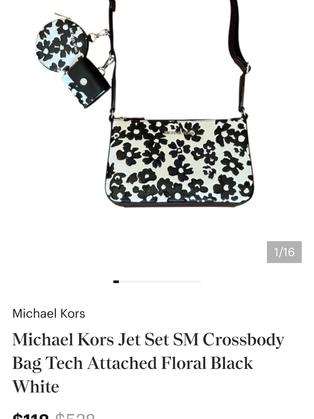Michael Kors Black and White Floral Crossbody Trio